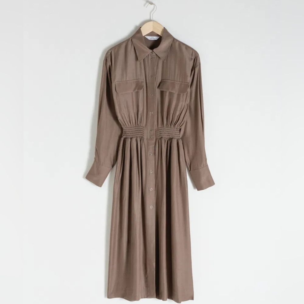 & Other Stories Elegant Brown Button-Up Dress